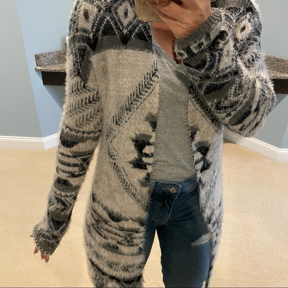 Long, Open Front, Fuzzy Cardigan Size Medium - image 3